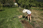 Comment créer une prairie maigre dans son jardin. Sarclage et ratissage du terrain mis à nu.